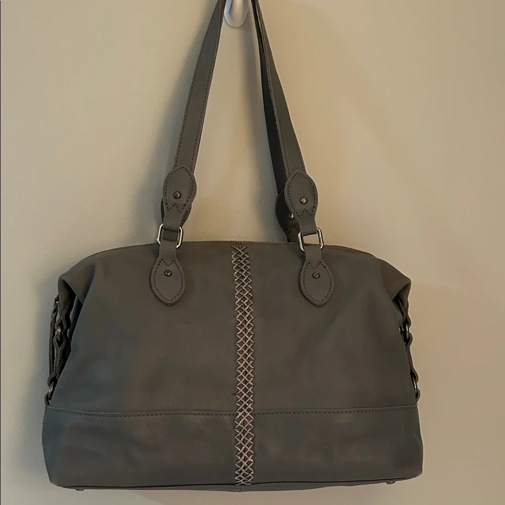 The Sak Laurel Canyon Grey Leather Satchel Tote